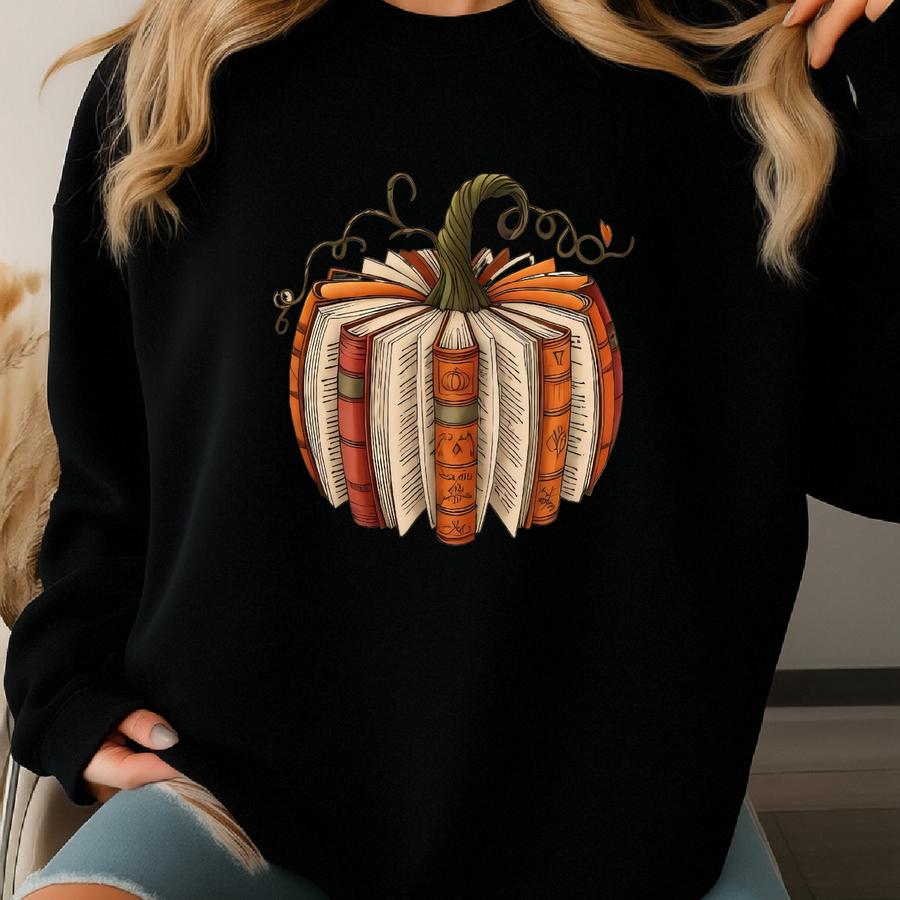 Fall Book Pumpkin Halloween Shirt, Halloween Book Lover Shirt, Fall Bookish Shirt, Pumpkin Book Shirt, Pumpkin Sweater, Fall Shirt Sweatshirt