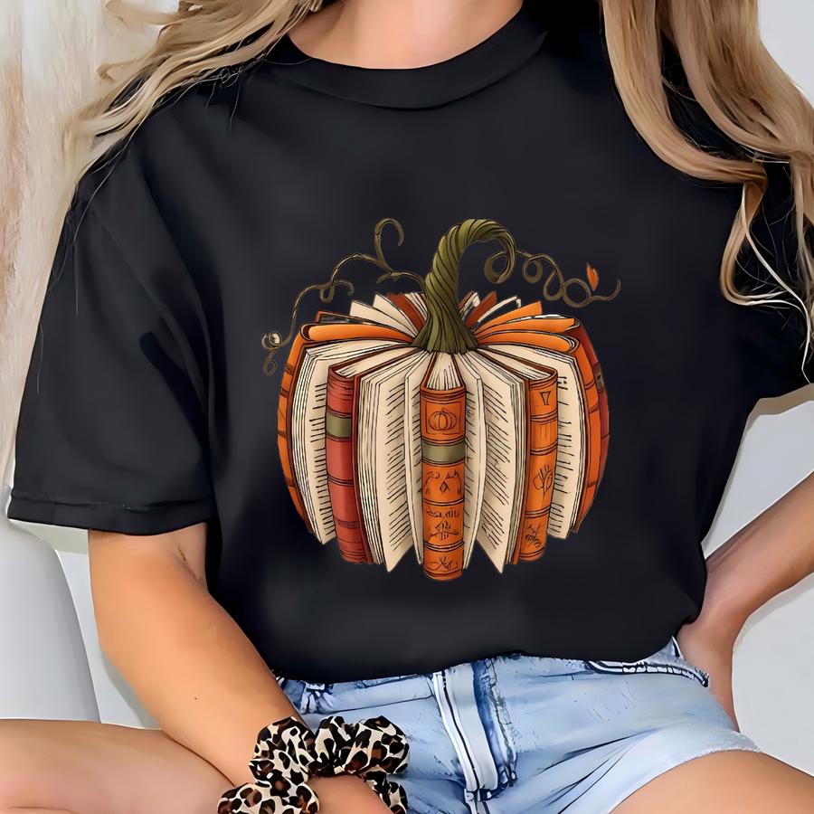 Fall Book Pumpkin Halloween Shirt, Halloween Book Lover Shirt, Fall Bookish Shirt, Pumpkin Book Shirt, Pumpkin Sweater, Fall Shirt T-shirt