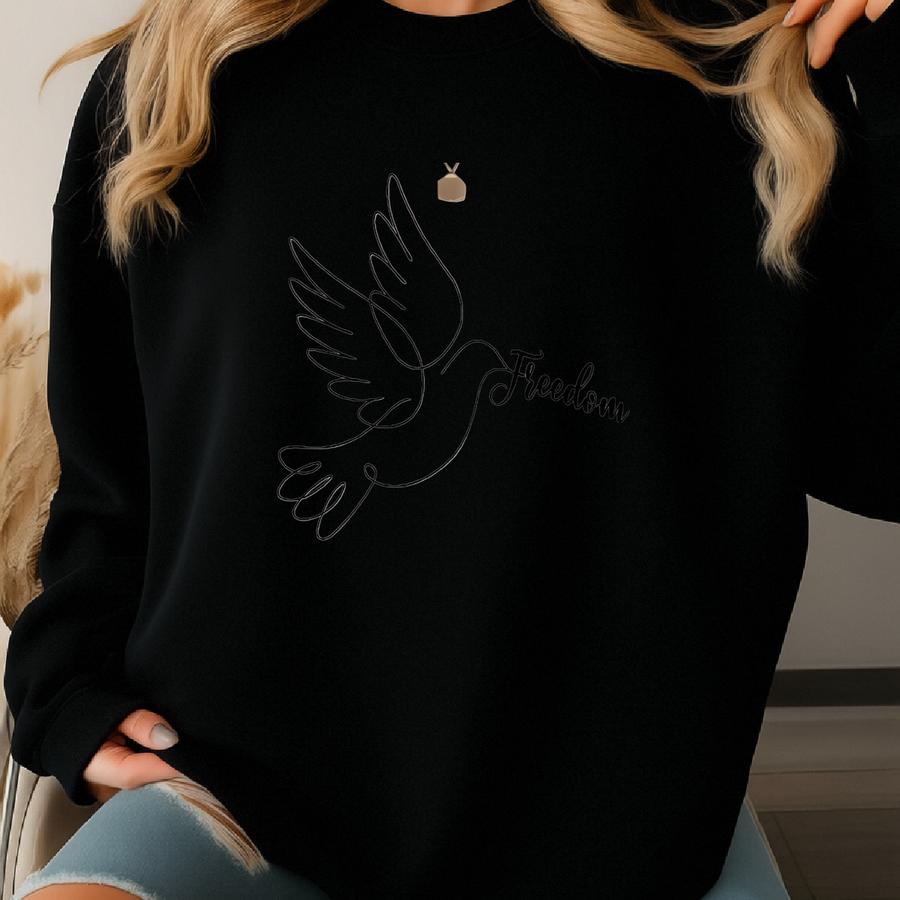 Dove Bird Line Art Shirt, Freedom Graphic, Bird Lover Gift Sweatshirt