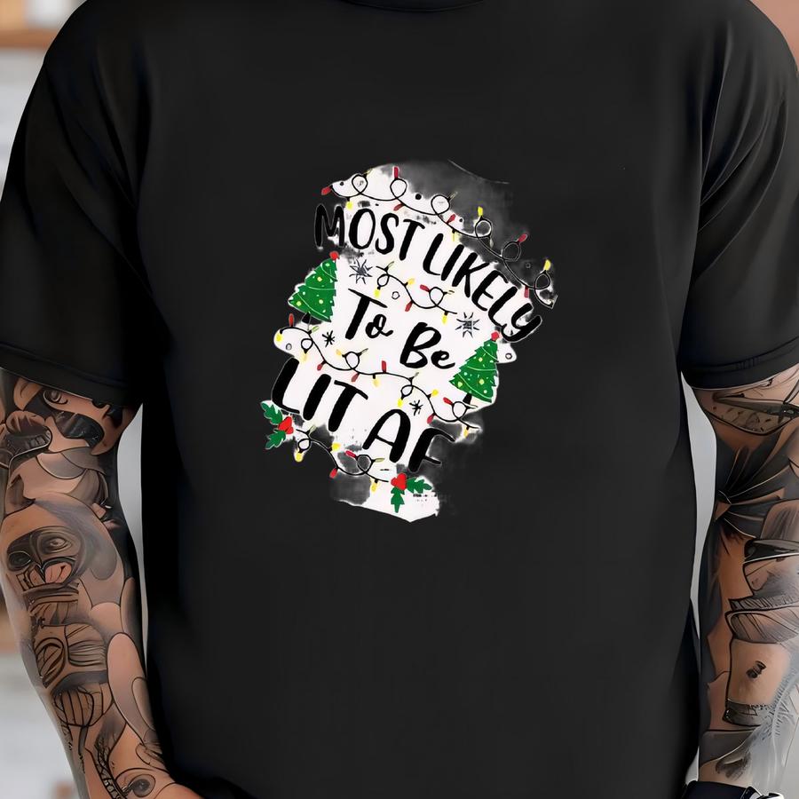 Custom 48 Design Most Likely Family Christmas Shirt Funny Matching Hoodie Personalized Name Christmas Shirt Vintage Santa Varsity Shirt T-shirt