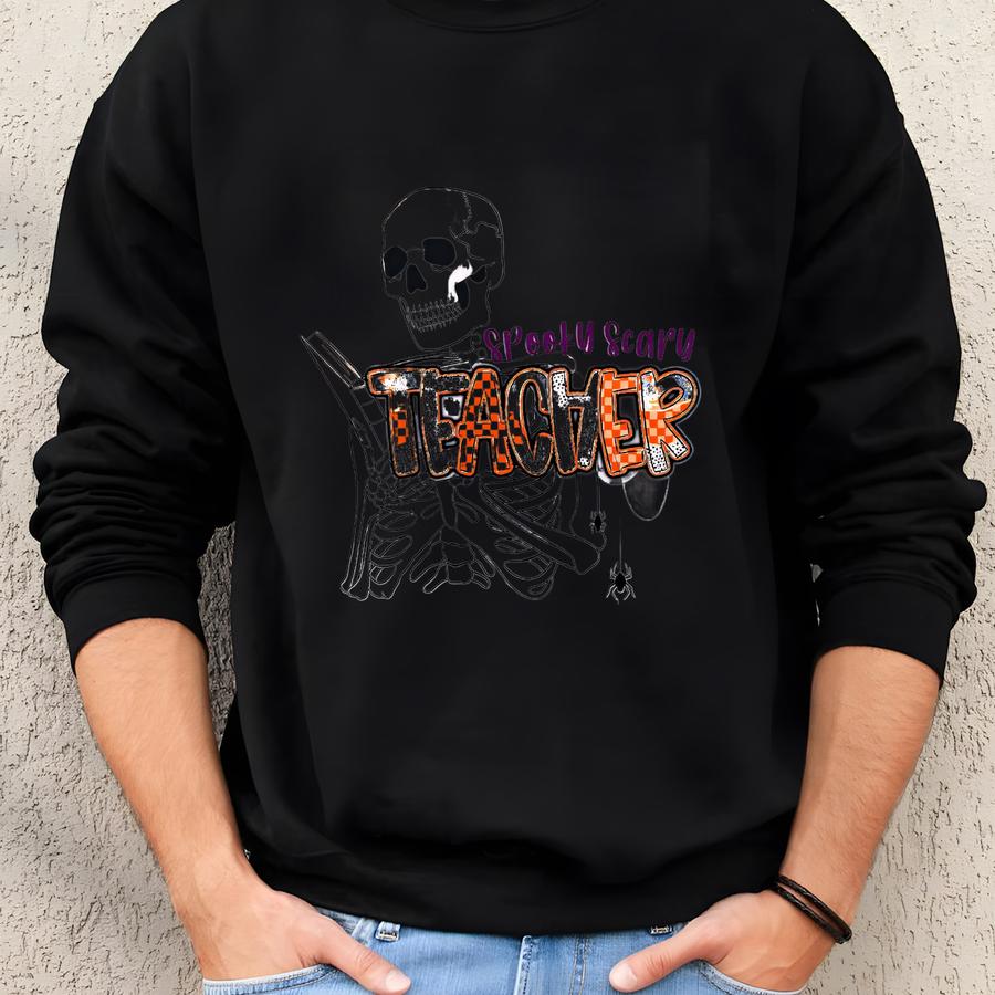 Spooky Teacher Skeleton Sweatshirt: Halloween Tee Sweatshirt