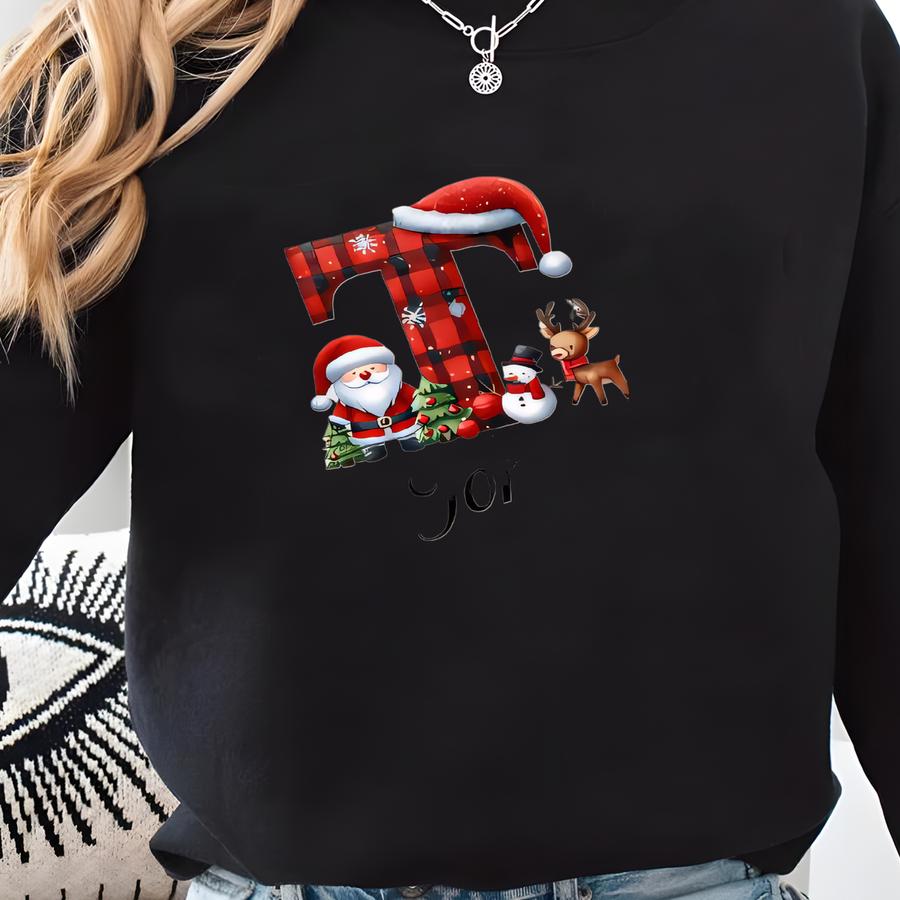 Family Christmas Shirt, Christmas Name Custom Shirt, Funny Family Xmas Pjs, Christmas Custom Letter Shirt, Personalized Christmas Family Tee Sweatshirt