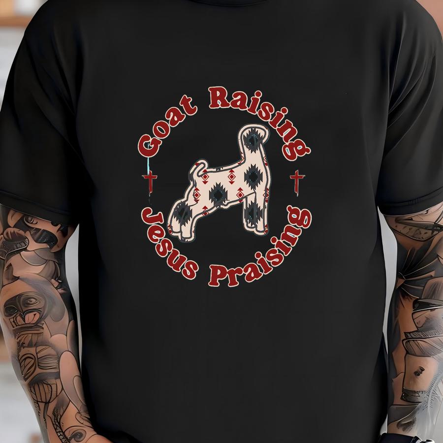 Vintage Aztec Goat Tshirt For Stock Show: Jesus Praising Coquette Gift For Boer Goat Breeder T-shirt