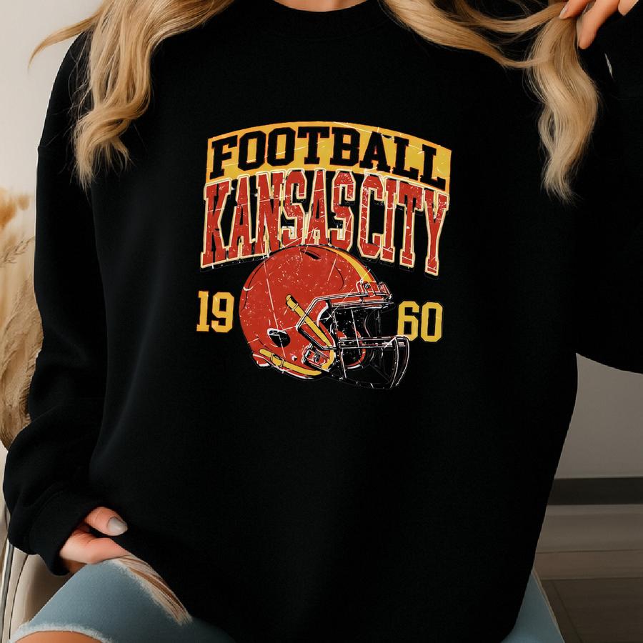 Kansas City Football Shirt: Vintage Kansas City Crewneck Sweatshirt For Game Day, Kansas City Crewneck, Kansas City Shirt, Kc Football Gift Sweatshirt