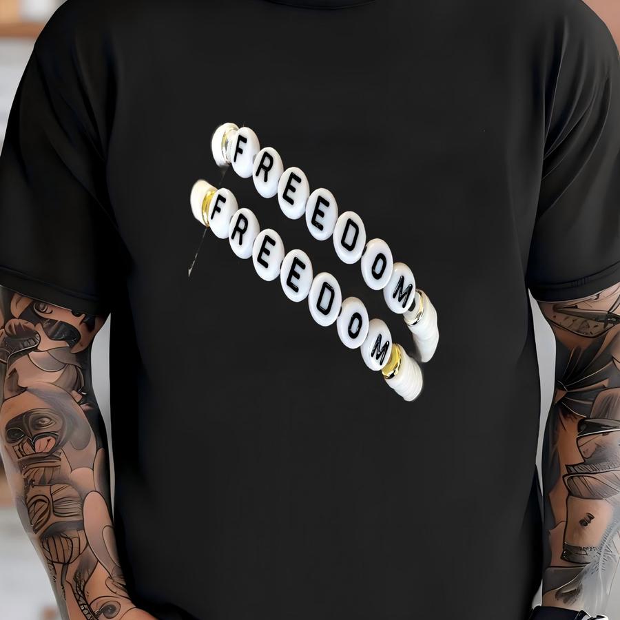 Freedom Bracelet, Stretch Bracelet, White Jewelry T-shirt