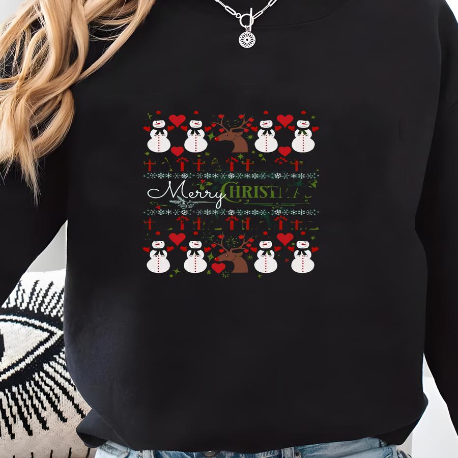 Merry Xmas, Cute Santa, Cute Snowman, Santa Jumper, Claus Shirt, Ugly Jumper, Ugly Xmas Jumper Sweatshirt