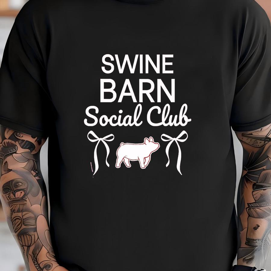Swine Barn Social Club Show Pig Tshirt: Preppy Back Print Hog Shirt For County Fair Gift T-shirt