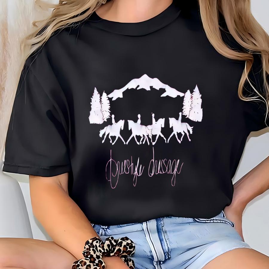 Vintage 80's Freestyle Dressage Pink White Horse Equestrian Tee Shirt Sz Large T-shirt