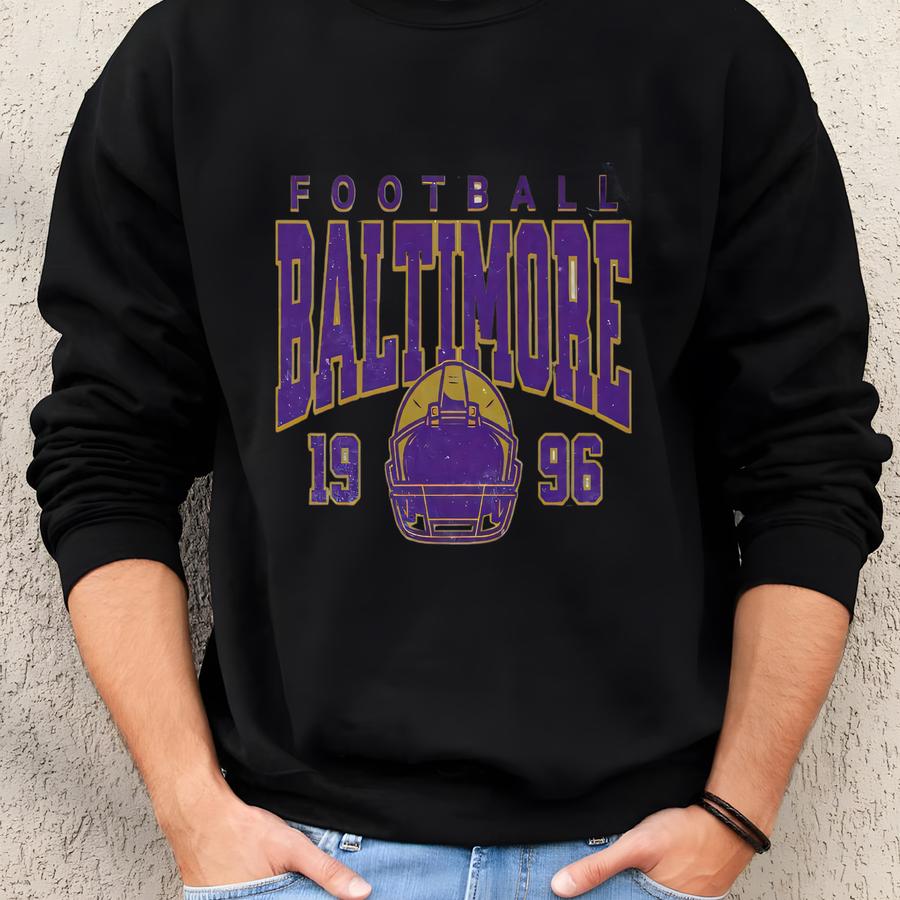 Distressed Vintage Style 4 Balitmore Football Unisex Apparel, Mens Womens Tshirts/crewneck Sweatshirts/hoodies, Sports Fan Gift Sweatshirt