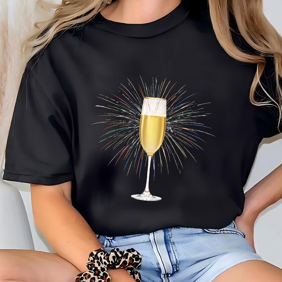 Champagne Fireworks Sweatshirt – New Year Celebration Pullover, Holiday Party Gift, Festive Graphic Clothing T-shirt