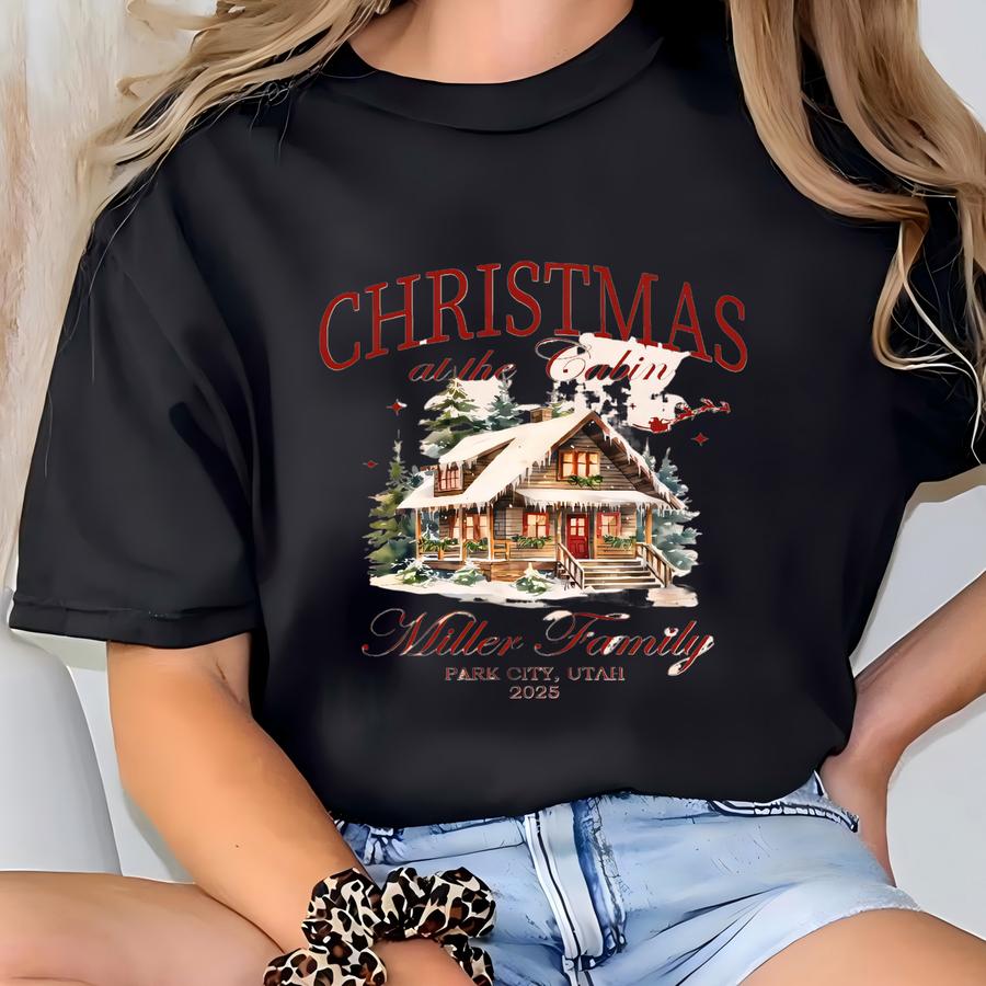Custom Family Christmas At The Cabin Sweatshirts, Matching Group Holiday Hoodie, Winter Ski Vacation Sweater T-shirt