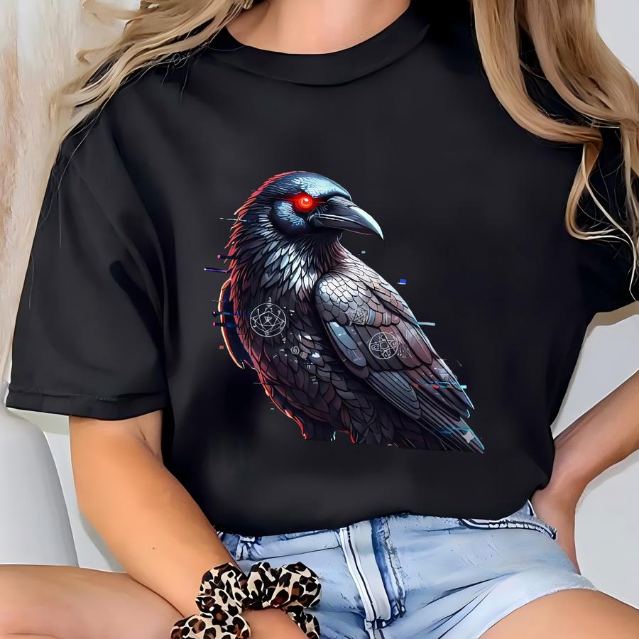 Gothic Raven Sweatshirt, Dark Bird Hoodie, Occult Streetwear Crewneck, Spooky Raven Top, Gothic Clothing Gift T-shirt