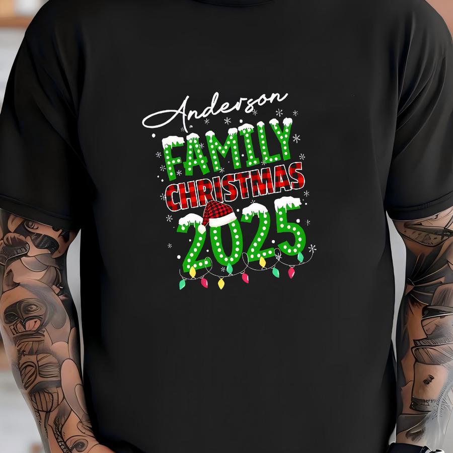 Custom Family Christmas Matching Shirt,retro Family Christmas Crew 2025 Tee, Christmas Family Matching Xmas Tees, Merry Christmas Tee T-shirt