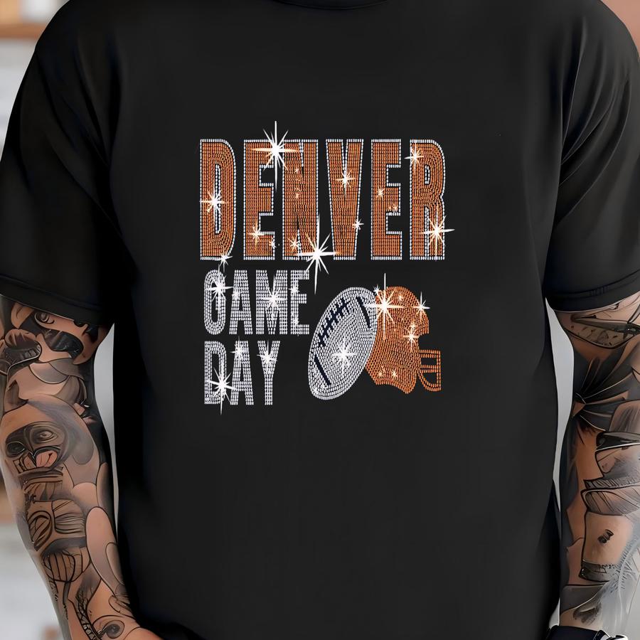 Denver Rhinestone Football Shirt: Sparkle Game Day Tee T-shirt