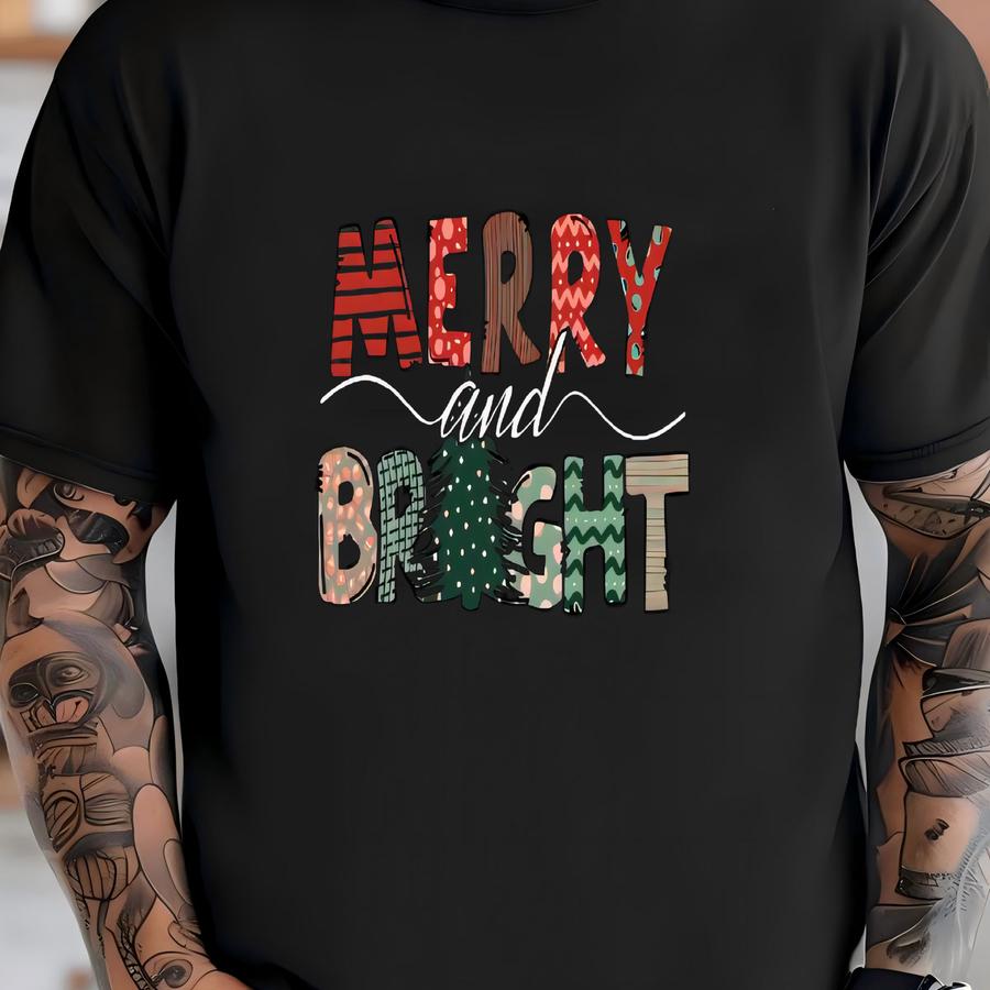 Merry And Bright Sweatshirt, Christmas Shirts, Family Christmas Hoodies, Christmas Sweatshirts For Women, Merry Christmas Sweatshirt Kids T-shirt
