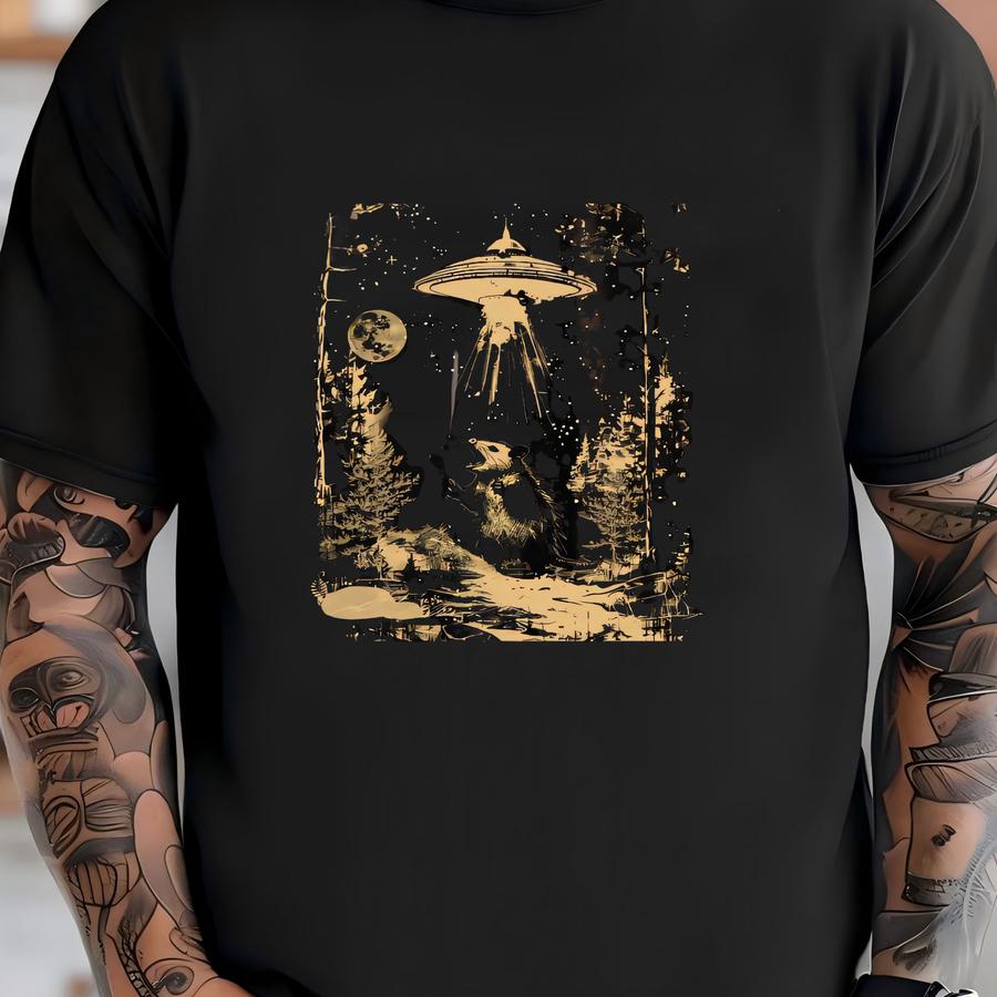 Retro Ufo Possum Coffee Mug Vintage Style Graphic Coffee Cup Possum Mugs Funny Paranormal Animal Old School Nineties 90s Opossum Lover Gift T-shirt