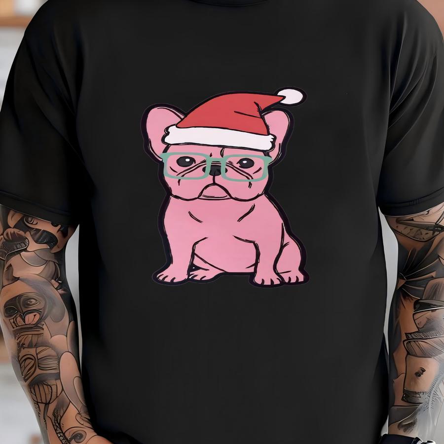 French Bulldog Sweatshirt Christmas Design Holiday Pullover Cotton Crewneck Santa Shirt Dog Mom Christmas Gift Frenchie Mom Bulldog Lover T-shirt