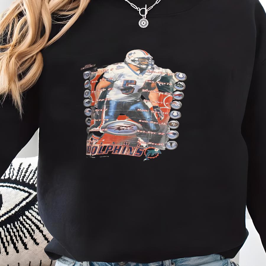 Vintage T Shirt Football 2001 Schedule Zach Thomas Sz Large Sweatshirt