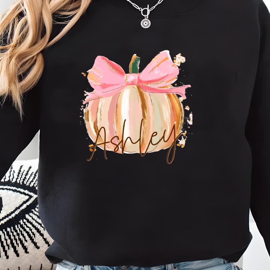 Custom Pumpkin Shirt Or Sweatshirt For Girls Women, Personalized Pumpkin Patch Outfit, Cute Autumn Halloween Thanksgiving, Mommy And Me Sweatshirt