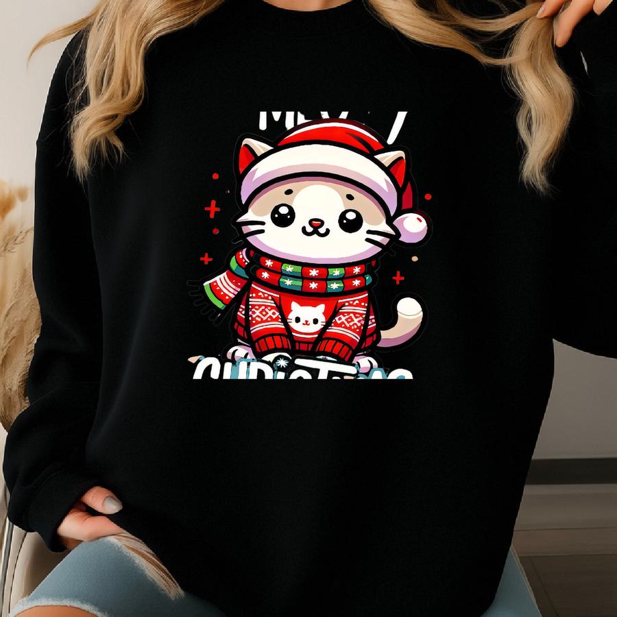 ® Meowy Christmas Shirt, Gift For Cat Mom Sweatshirt