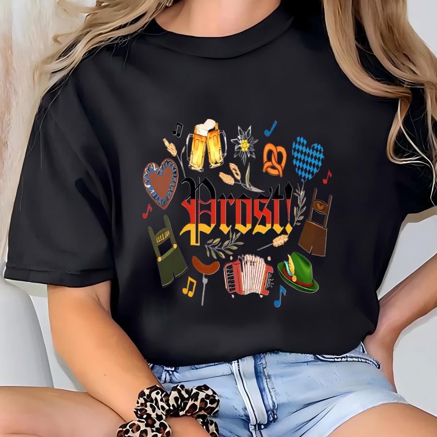 Cute Prost Oktoberfest Designs, Funny Oktoberfest Icons Shirt, Group Drinking Tee, October Beer Festival Shirt, Group Oktoberfest Outfits T-shirt