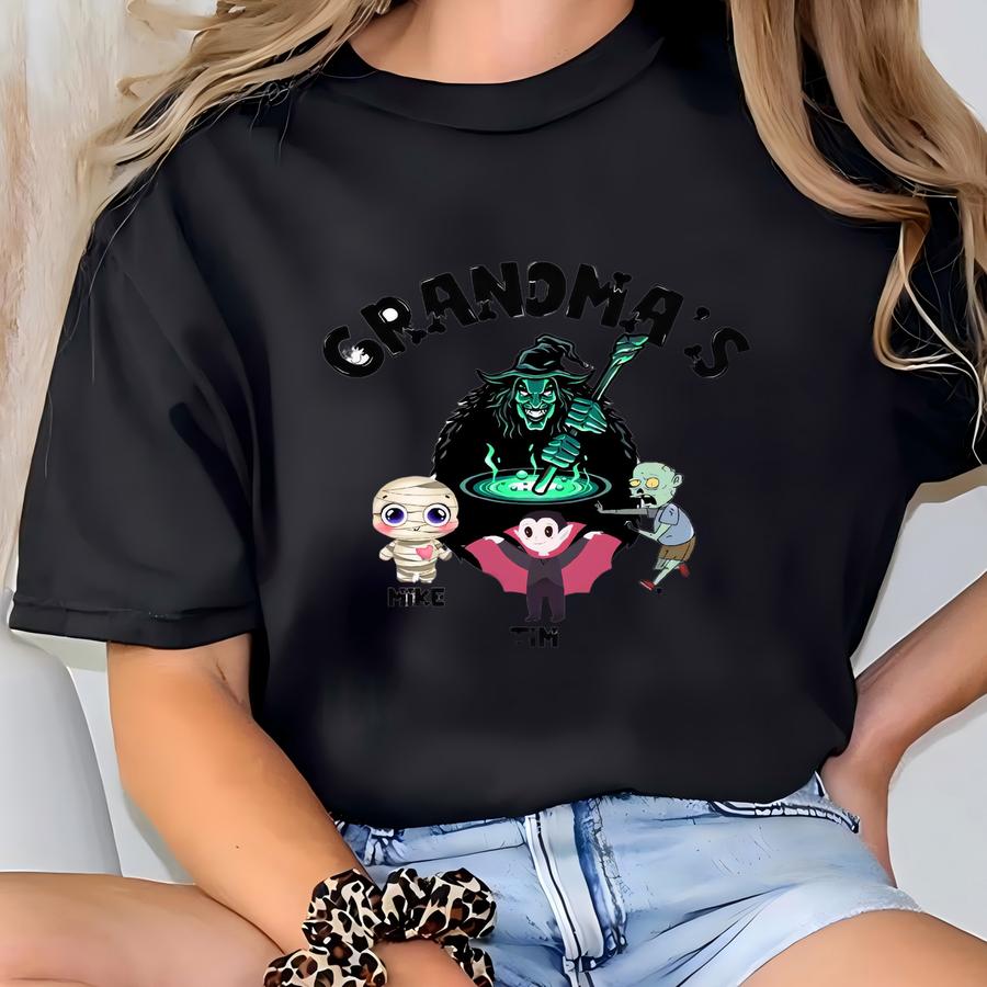 Grandma Halloween Mug, Grandma's Little Monsters Coffee Mug, Custom Grandma Mug With Kids Names, Mug For Grandma, Funny Spooky Grandma Mug T-shirt