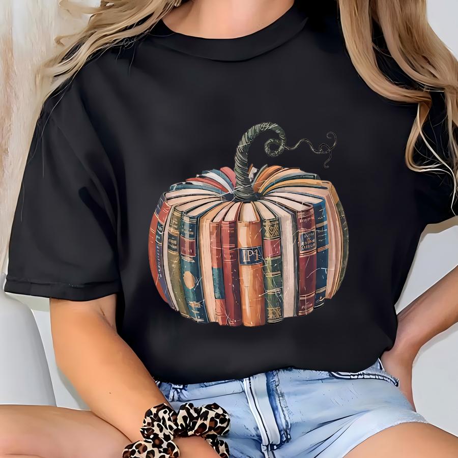 Pumpkin Book Sweatshirt, Fall Reading Shirt, Teacher Halloween Gift T-shirt