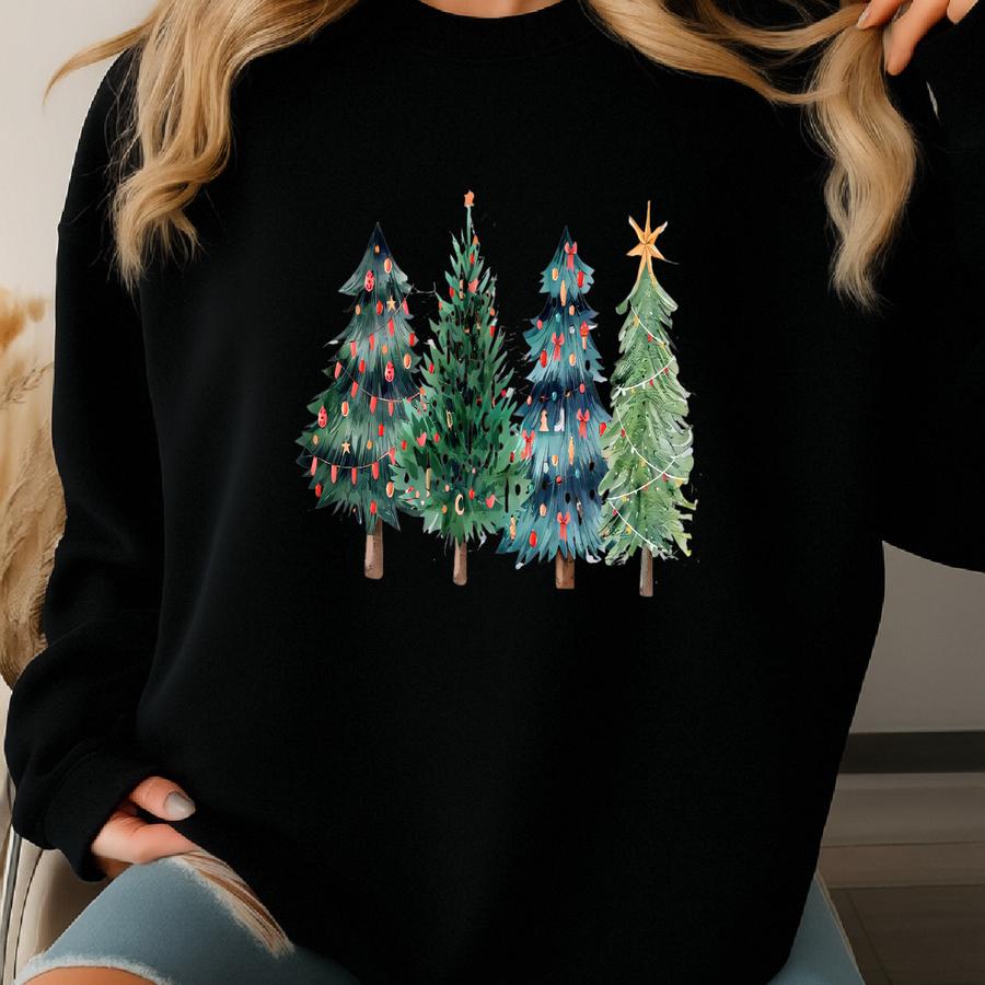 Retro Christmas Tree Sweatshirt: Cozy Holiday Pine Tree Hoodie Sweatshirt