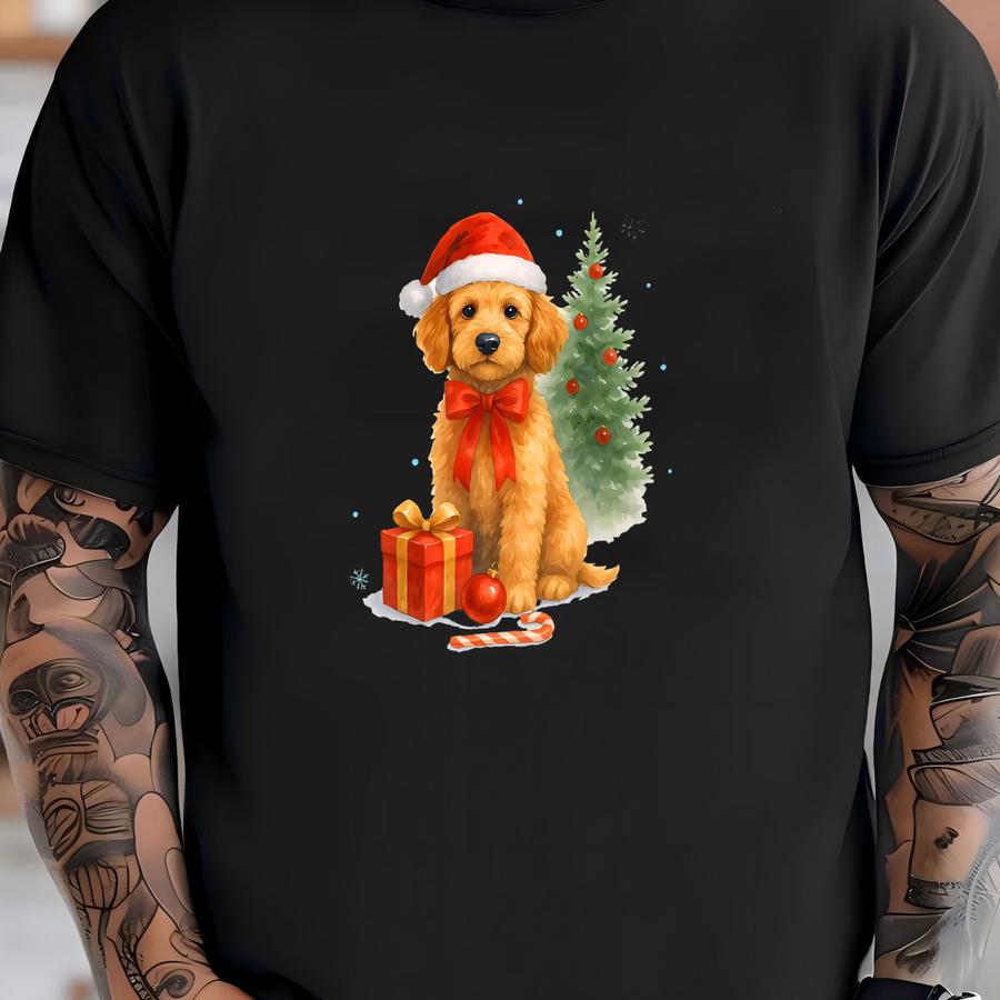 ® Christmas Doodle Shirt, Christmas Dog Shirt, Labradoodle Shirt, Doodle Mom Shirt, Labradoodle Dog Pink Bow Christmas Shirt T-shirt