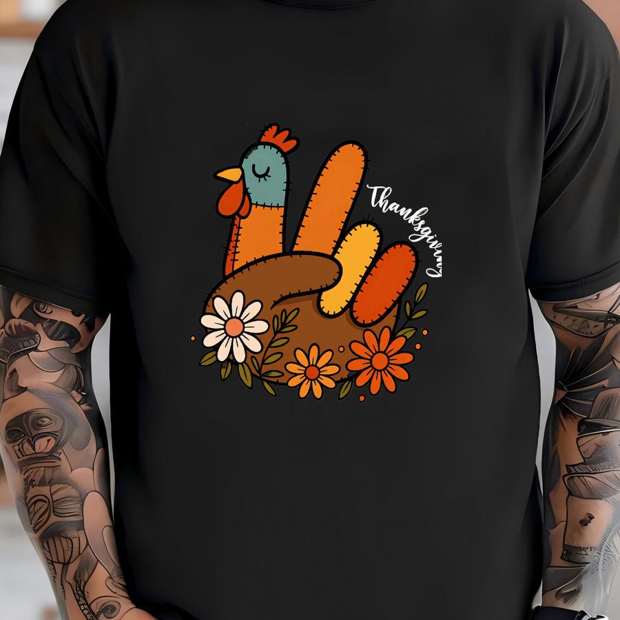 Peace Sign Turkey, Retro Thanksgiving Turkey Shirt, O Thanksgiving Sweatshirt, Gift For Thanksgiving, Happy Thanksgiving Shirt T-shirt