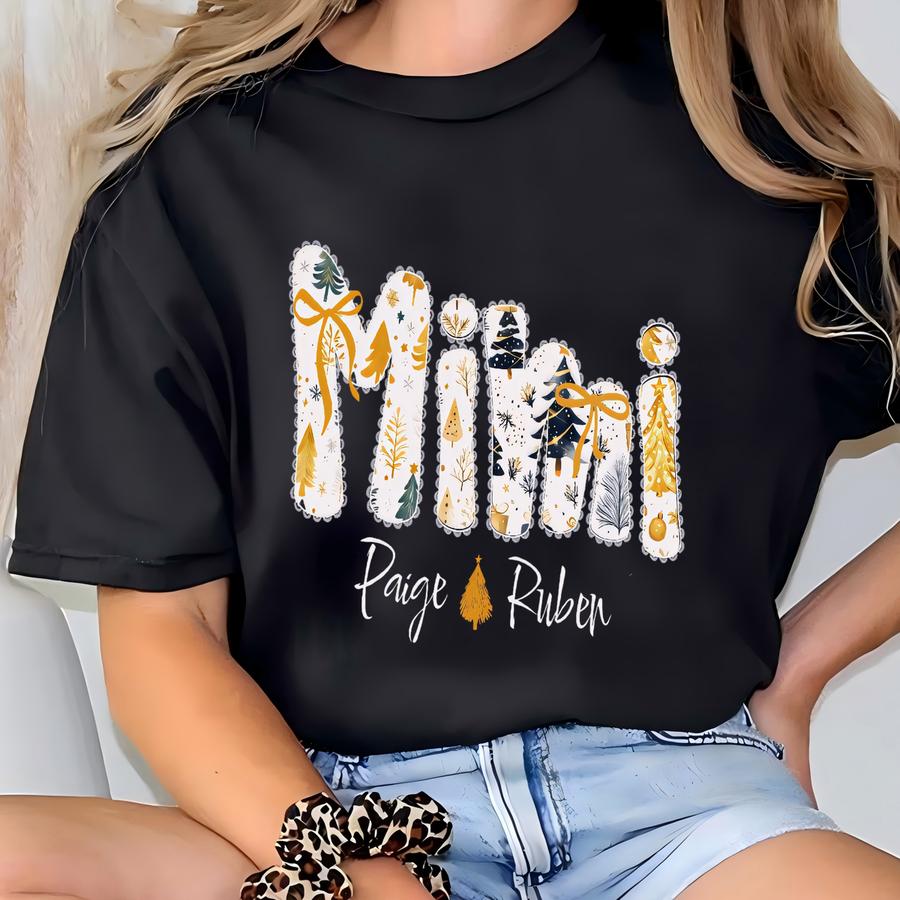 Christmas Mimi Sweatshirt With Grandkids Names, Mimi Gift From Grandchildren, New Grandma Gift, Mimi Crewneck, Xmas Gift For Mimi T-shirt