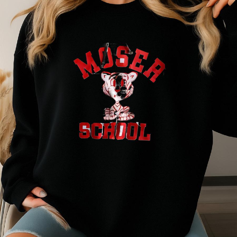 Vintage 1990’s Moser School Tiger Varsity Graphic Hoodie. Made In Usa, Size Large/xl. Sweatshirt