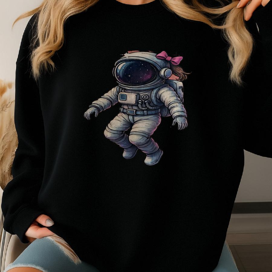 Personalized Girls Space Blanket, Cute Astronaut Throw Blanket With Name, Nursery Decor, Custom Galaxy Gift For Kids, Space Nursery Decor Sweatshirt