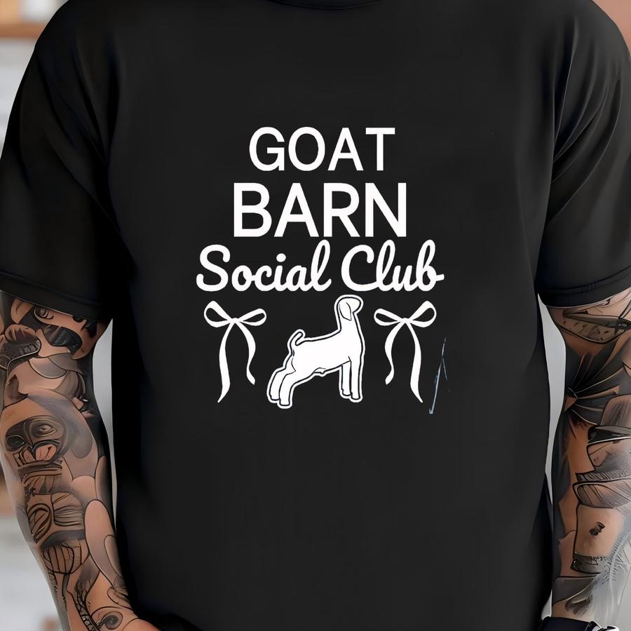 Goat Barn Social Club Show Tshirt: Preppy Back Print Boer Goat Shirt For County Fair Gift T-shirt