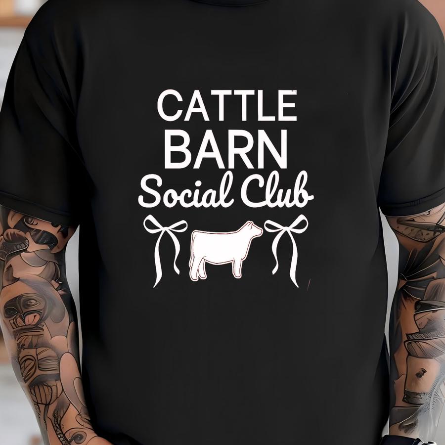 Cattle Barn Social Club Show Tshirt: Preppy Back Print Heifer Shirt For County Fair Gift T-shirt