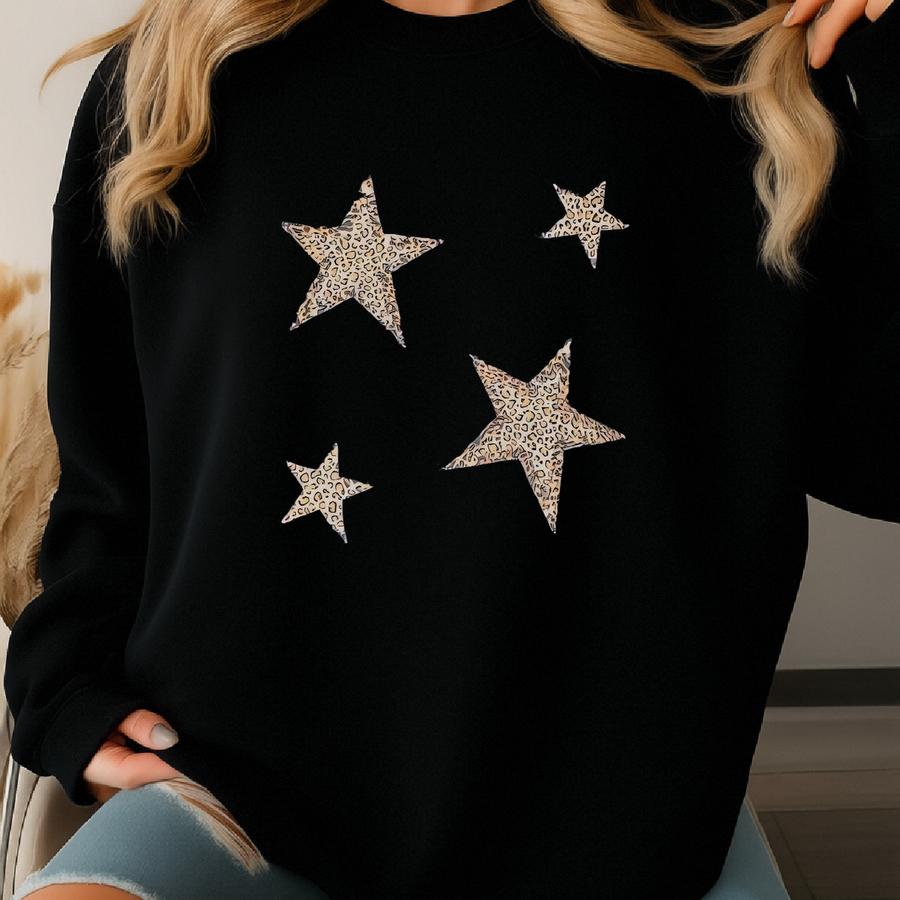 Cheetah Star Patchwork Sweatshirt Sweatshirt