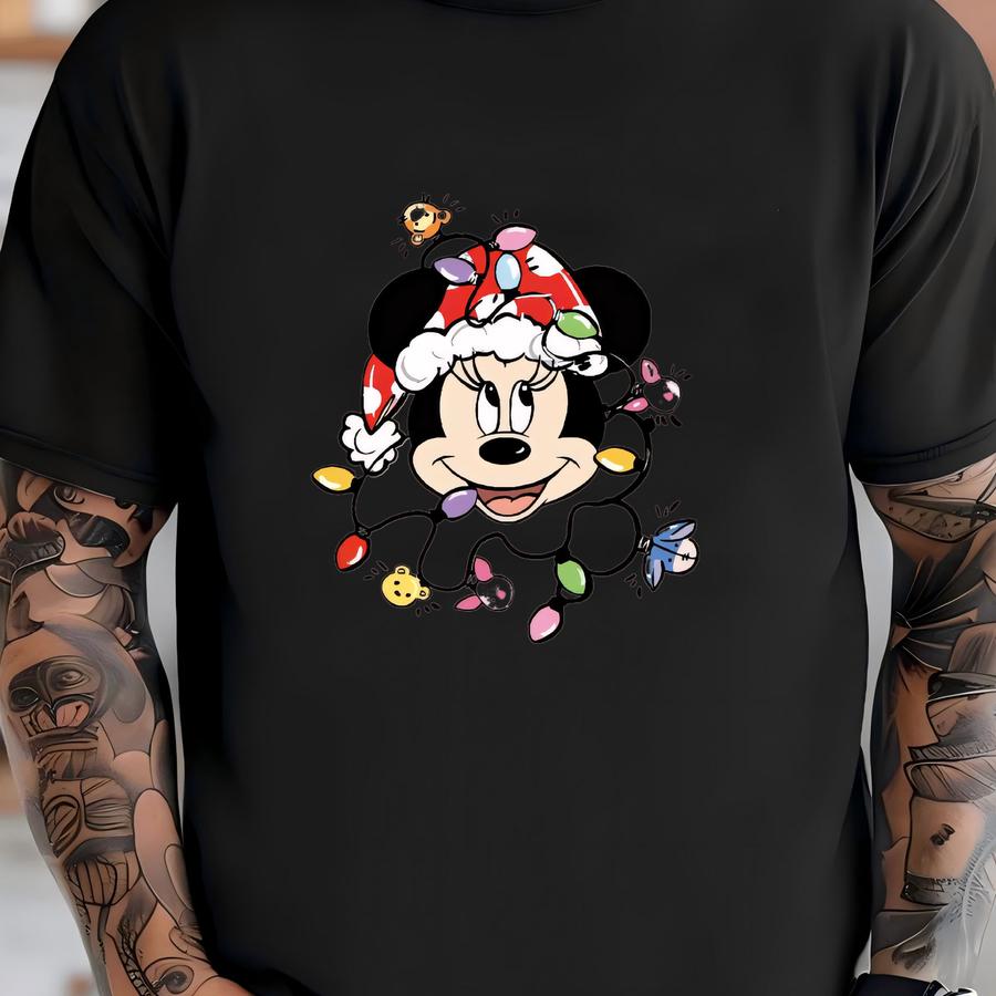 Christmas Mouse Shirt, Holiday Lights Tee, Cute Festive Hoodie T-shirt