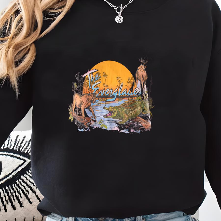 Vintage 80s T-shirt Everglades Florida Boat Tour Nature Manatees Tee Large Medium Animal Sweatshirt