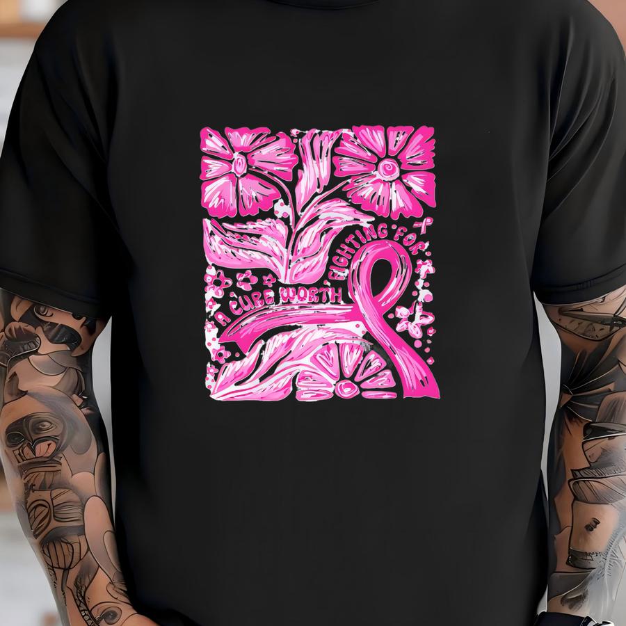 Custom Floral Cancer Awareness Shirt: Personalized A Cure Worth Fighting For Tee T-shirt