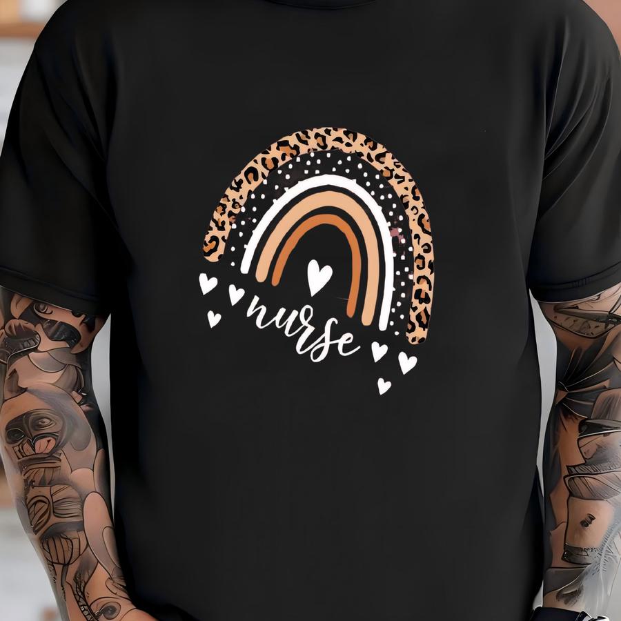 Rainbow Nurse Shirt, Leopard Print Nurse Life Hoodie, Registered Nurse Shirt, Nurse Week Shirt, Cna Shirt, Nursing, Nursing School Tee T-shirt