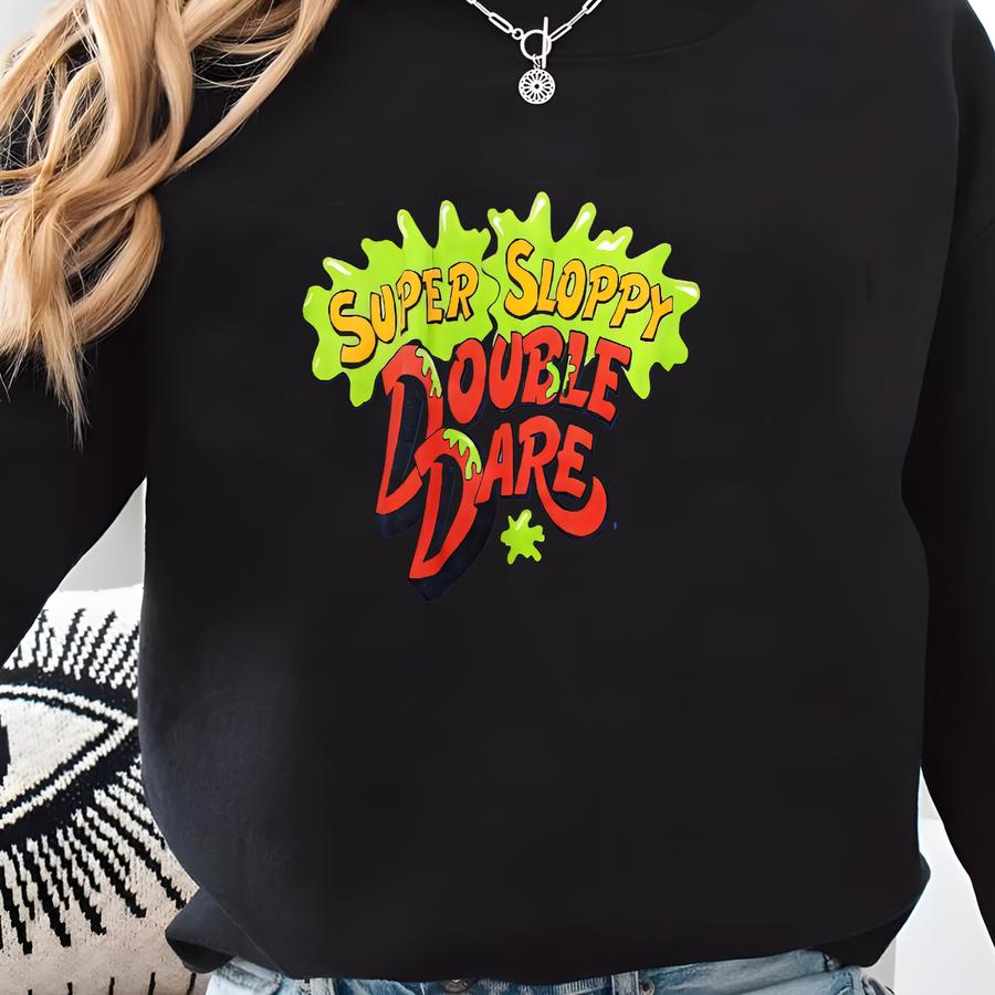 Vintage Nickelodeon Double Dare Super Sloppy T-shirt Kids L 14/16 Women's S Sweatshirt Vintage Nickelodeon Double Dare Super Sloppy T-shirt Kids L 14/16 Women's S Sweatshirt