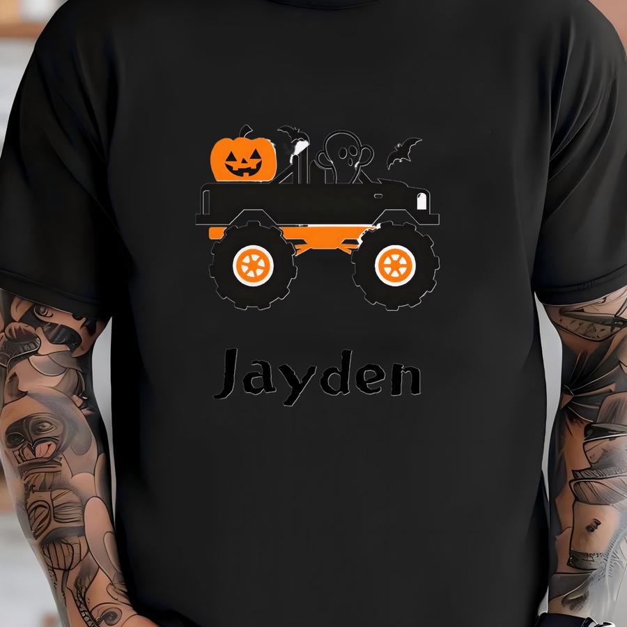 Custom Truck Shirt, Monstr Truck Tee For Kids, Ghost Shirt, Spooky Season Toddler, Ghost Halloween Shirt, Truck Halloween Matching Shirt T-shirt