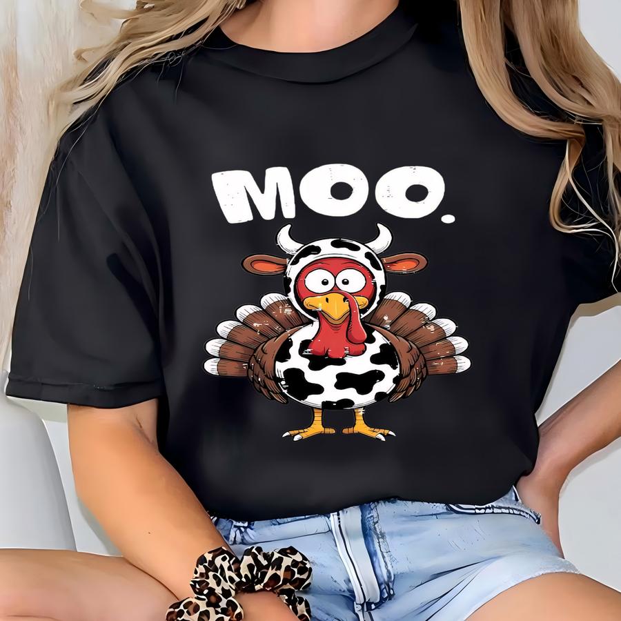 Funny Thanksgiving Hoodie, Turkey Cow Moo Sweatshirt, Funny Turkey Moo Hoodie, Thankful Farmer Gift, Fake Cow Sweatshirt, Farm Animal Hoodie T-shirt