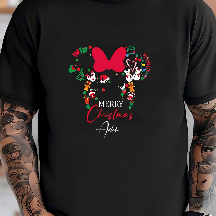 Personalized Christmas Couples Hoodie, Custom Name Holiday Tees For Couples T-shirt