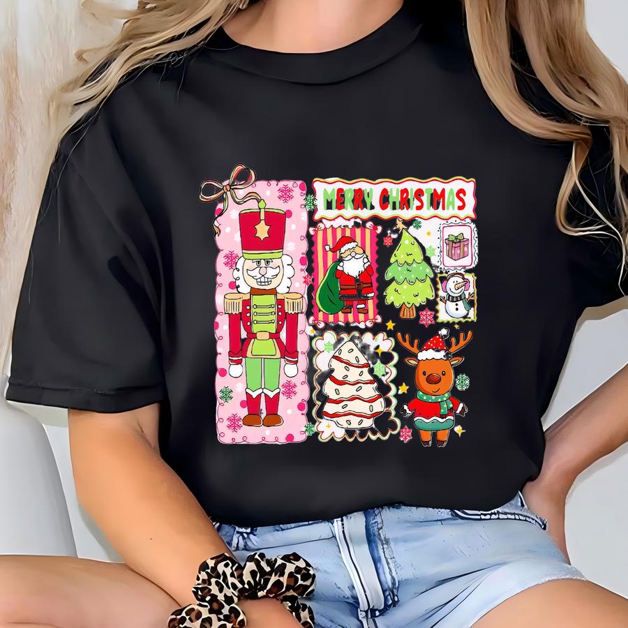 Coquette Merry Christmas Shirt, Nutcracker Christmas Tshirt,reindeer Hoodie, Retro Christmas Santa Shirt, Christmas Tree,womens Holiday T-shirt