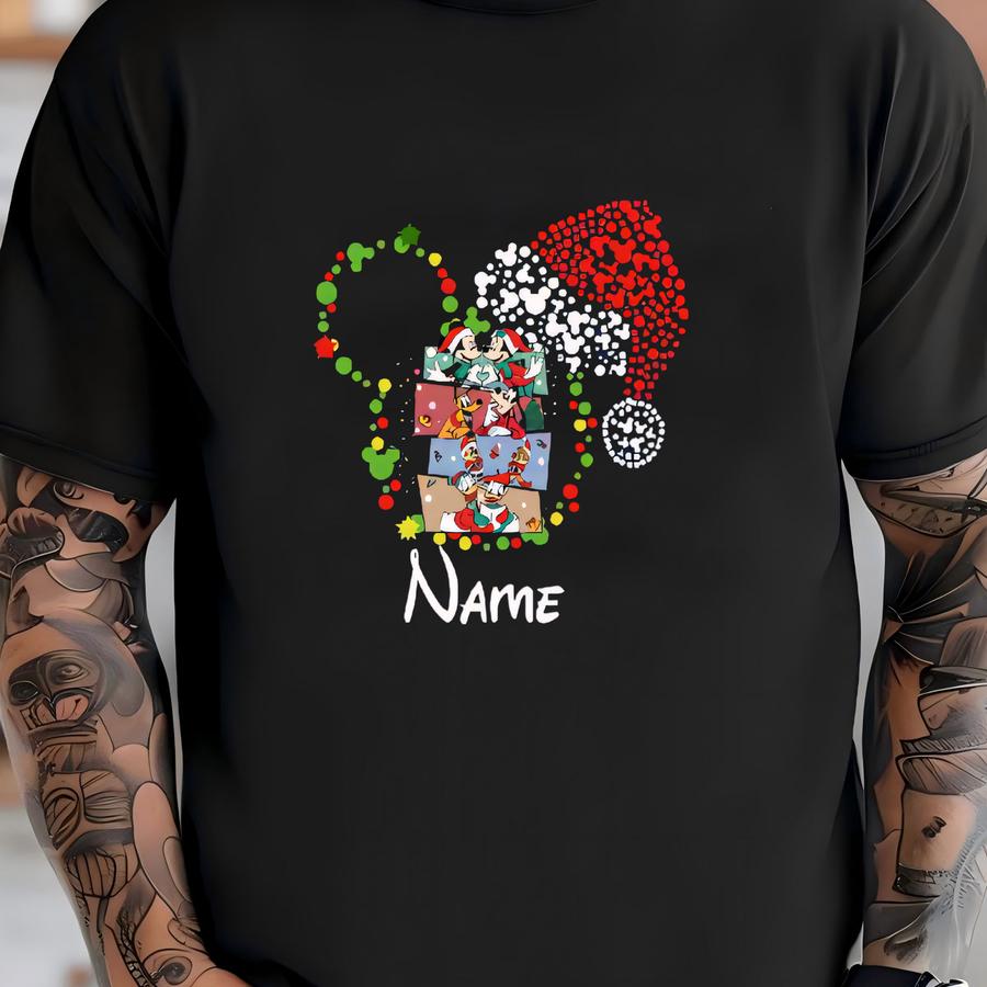 Personalized Christmas Sweatshirt, Custom Name Holiday Hoodie With Santa Hat  Design T-shirt