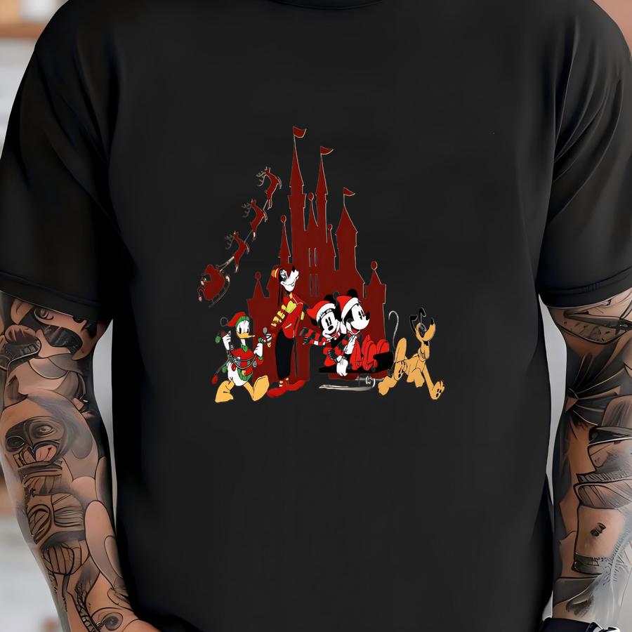 Christmas Castle Hoodie, Magical Holiday Tee With Santa Sleigh Classic Characters T-shirt