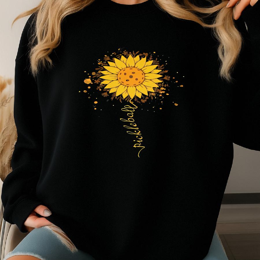 Pickleball Suower Sweatshirt, Hoodie, , Floral Pickleball Player Gift, Cute Pickleball Tee, Pickleball Lover Apparel Sweatshirt