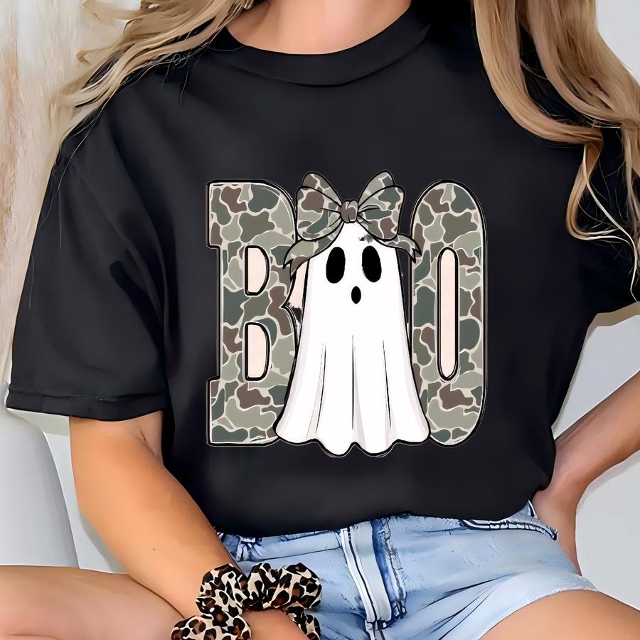 Camo Boo Halloween Girls Sweatshirt: Kids Trick Or Treat Party Shirt T-shirt