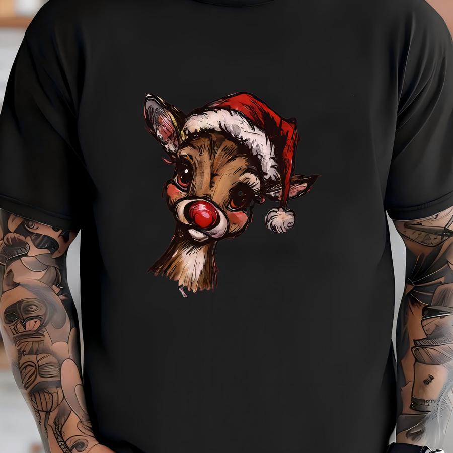 Rudolph Christmas Shirt, Cute Women Christmas Sweatshirt, Funny Christmas Sweatshirt, Reindeer Christmas Shirt T-shirt